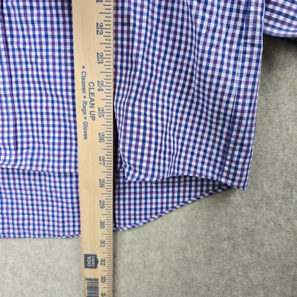 Chaps Classic Fit Blue Checkered Long Sleeve Button-Up Shirt L - Picture 4 of 5